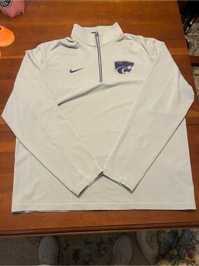 Nike Light Gray Kansas State Quarter-Zip Pullover with Purple Logo